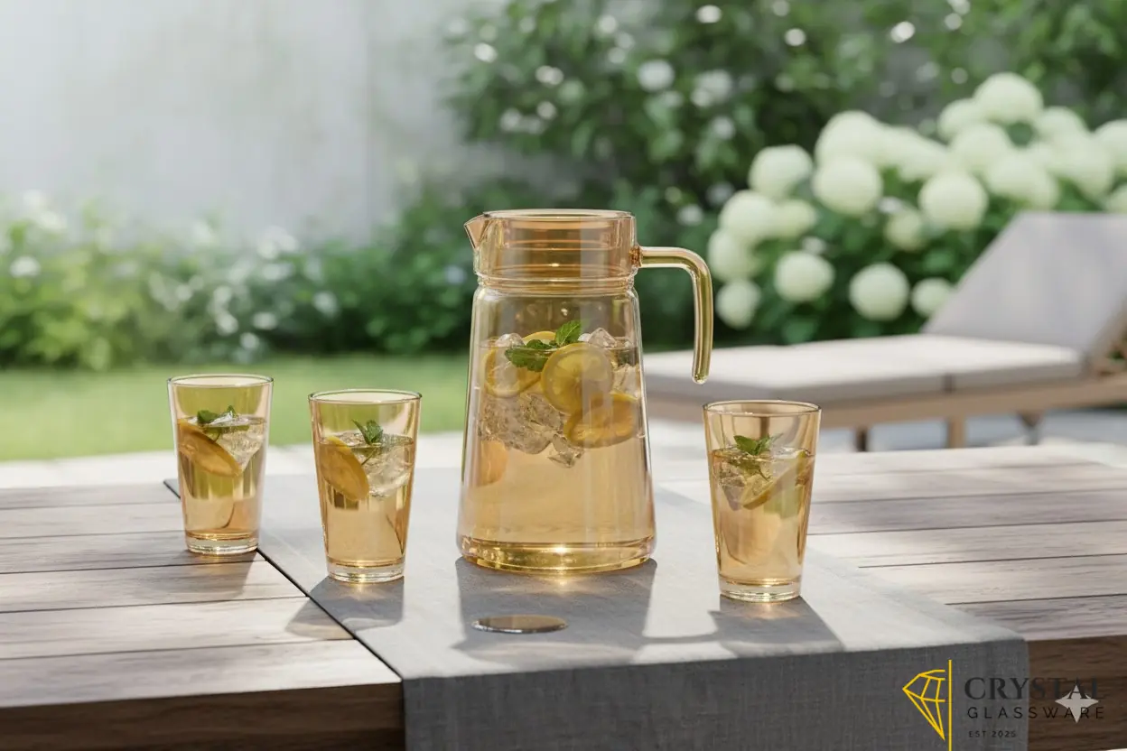 Delisoga® Premium 7- Piece Colored Glass Water & Drink Serving Set 6 Glasses & 1 Jug